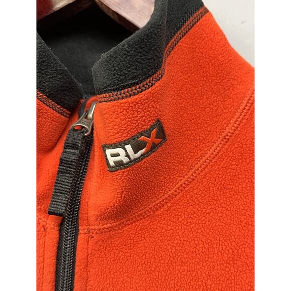 RLX Polo Sport Jacket Mens Medium Orange Black Fleece Full Zip Pockets - Picture 5 of 6